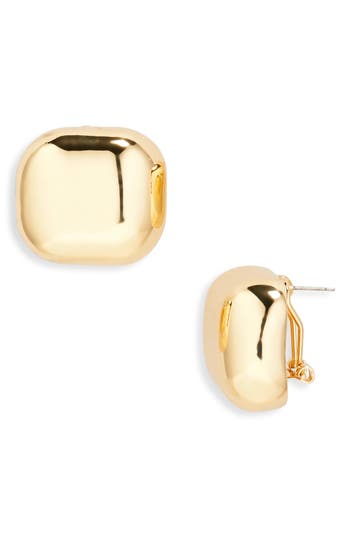 Cara Button Cushion Stud Earrings In Gold