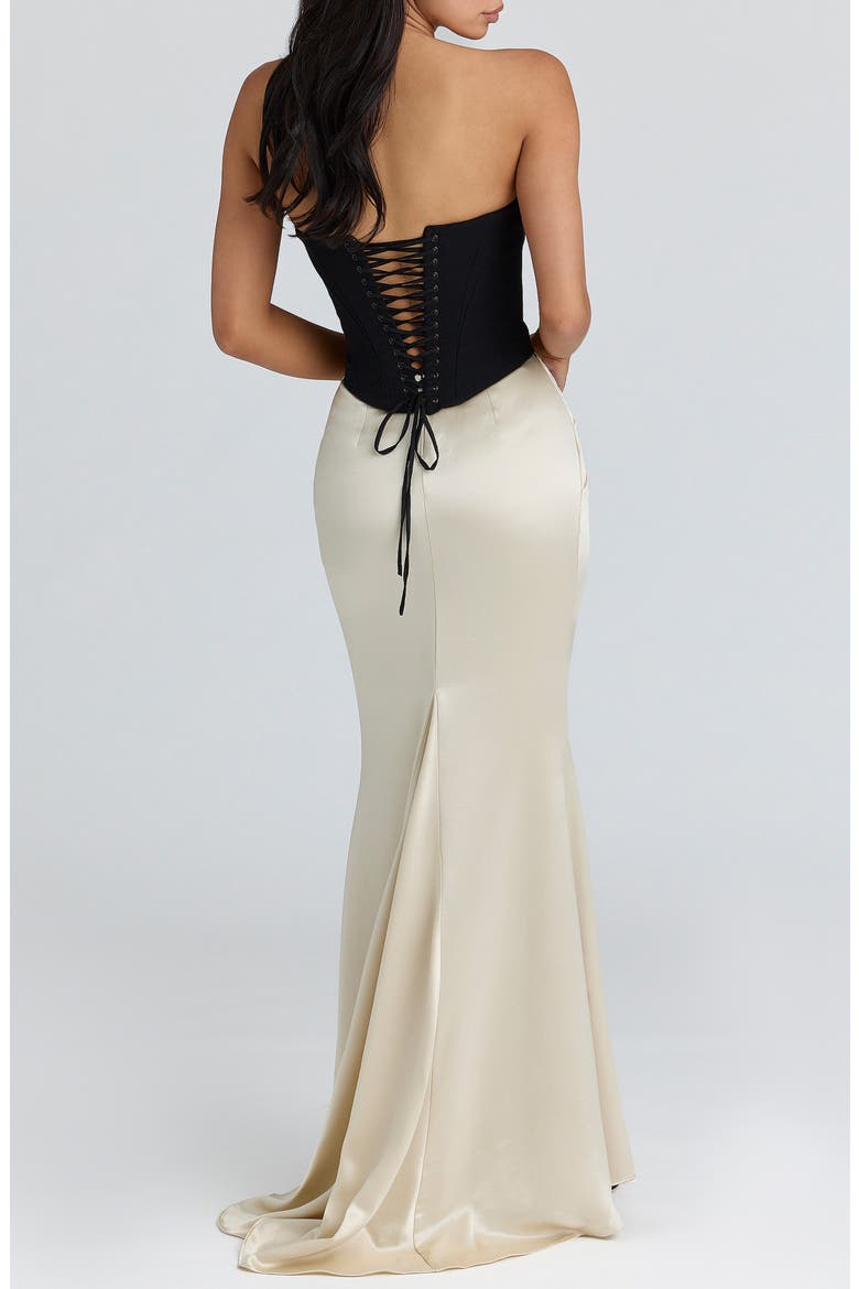 Sorcha Mixed Media Cocktail Dress, Alternate, color, BLACK CHAMPAGNE