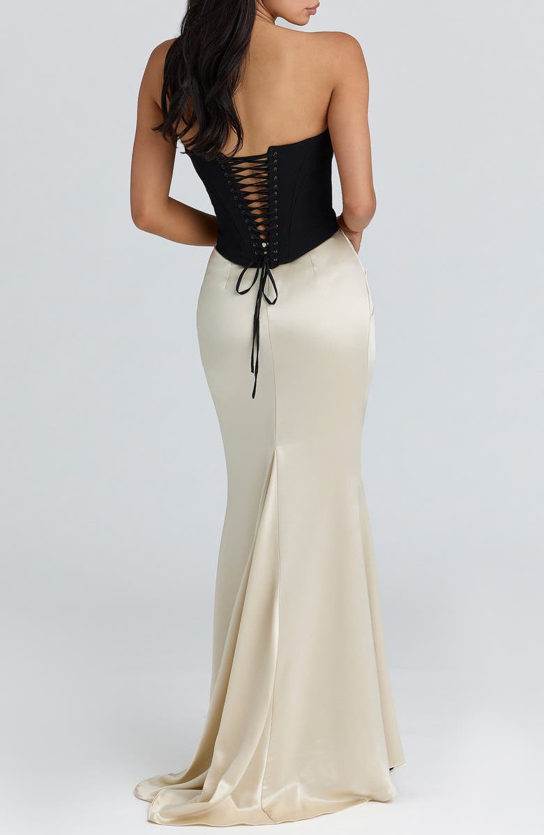 HOUSE OF CB Sorcha Mixed Media Cocktail Dress, Alternate, color, Black Champagne