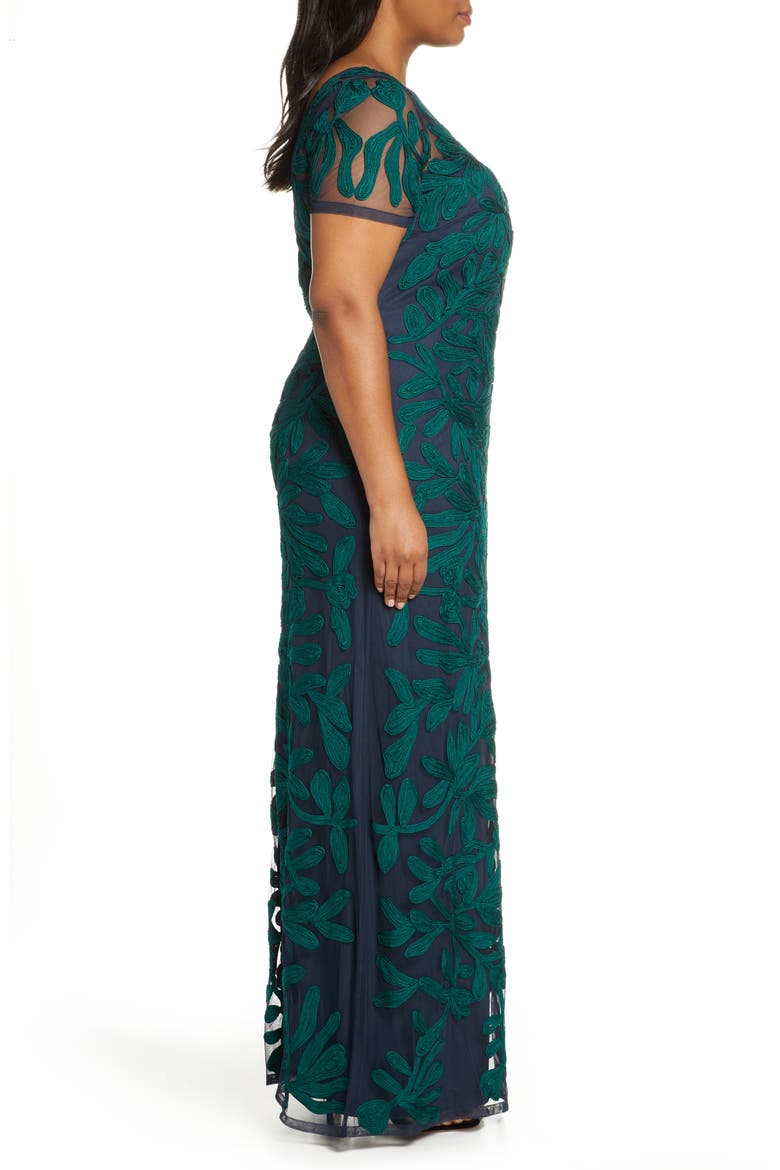 Illusion Soutache Column Gown, Alternate, color, JADE NAVY