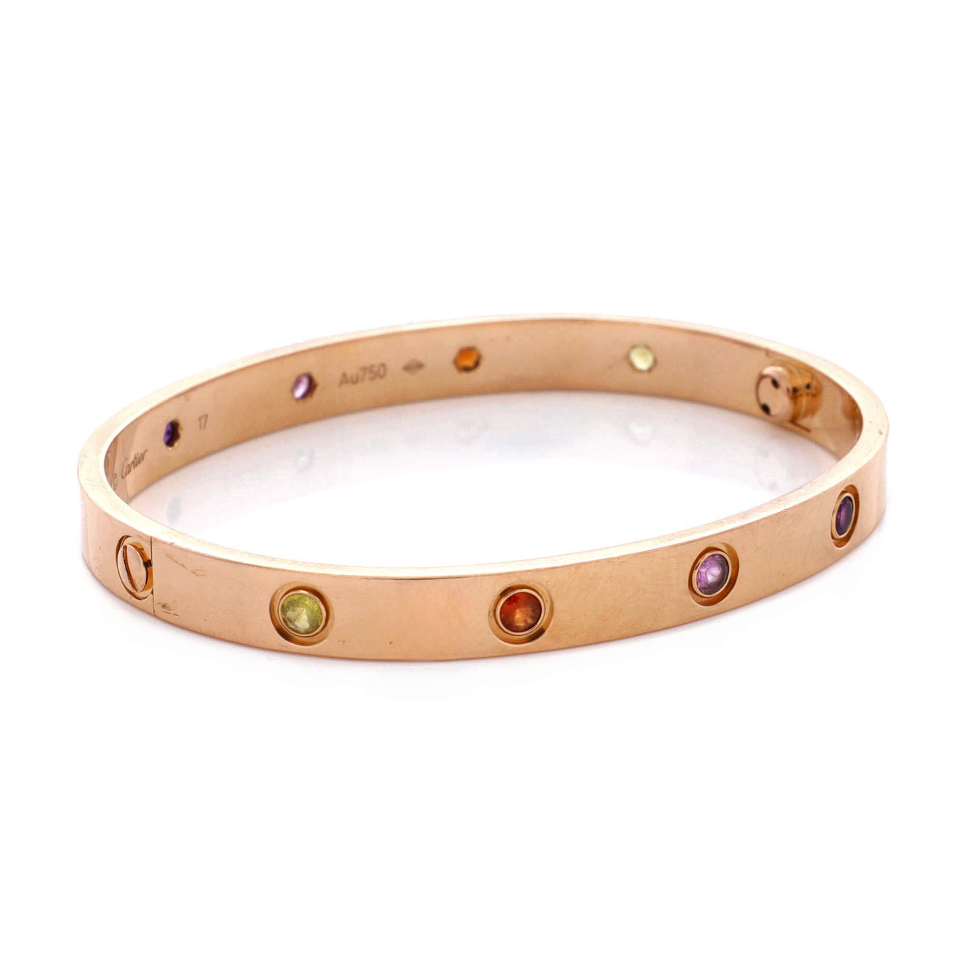 Love 10 Stone Bracelet 18K Rose Gold with Garnet, Amethyst and Sapphire, Alternate, color, Metallic Gold