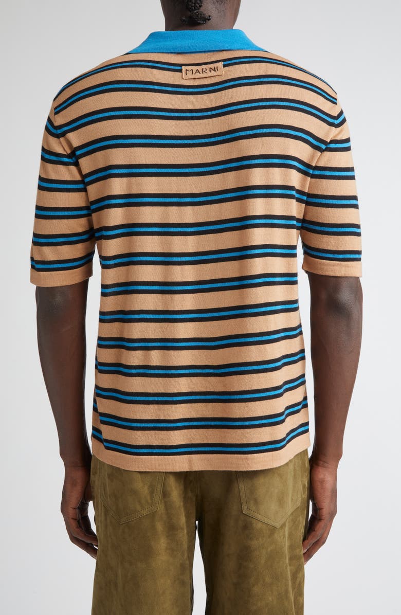 Marni Stripe Virgin Wool Polo, Alternate, color, Caramel