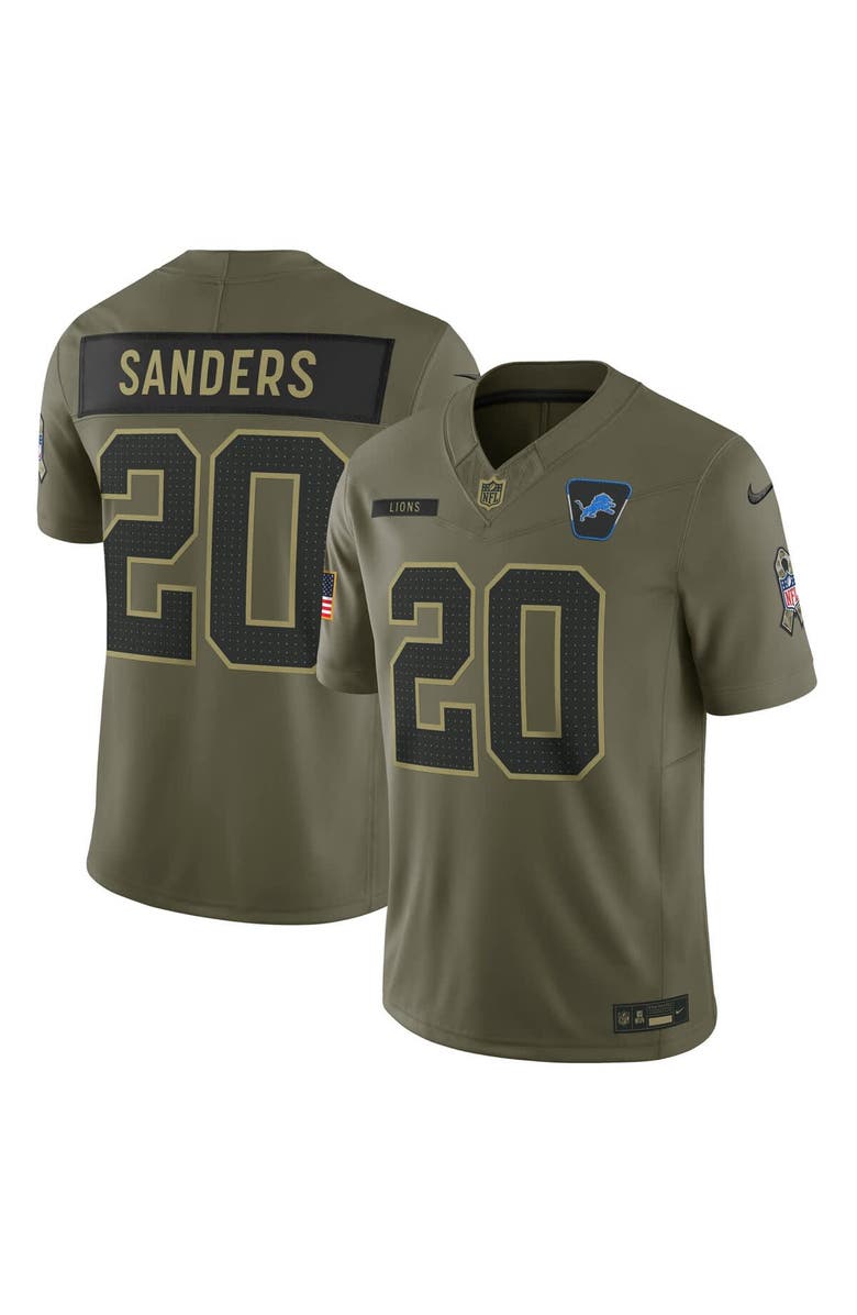 Nike Men's Nike Barry Sanders Olive Detroit Lions 2025 Salute to Service Retired Limited Jersey, Main, color, Olive