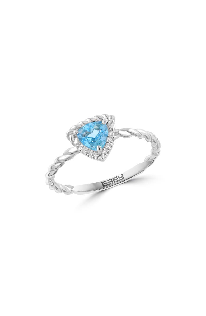 EFFY Sterling Silver Trillion Cut Blue Topaz & Diamond Ring, Main, color,