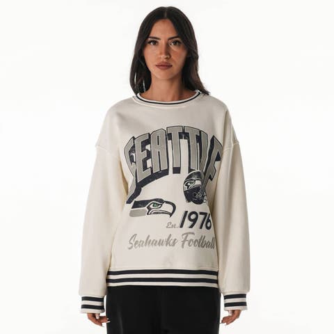 Women
s The Wild Collective Cream Seattle Seahawks Oversized Vintage French Terry Sweatshirt