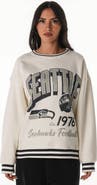 THE WILD COLLECTIVE Women's The Wild Collective Cream Seattle Seahawks Oversized Vintage French Terry Sweatshirt