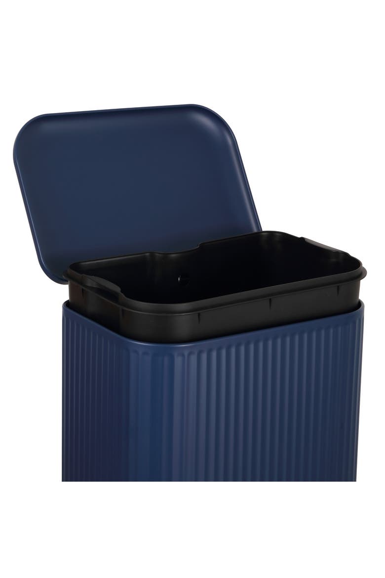 Astra Ribbed Rectangular Step Pedal Trash Can with Soft-Close Lid, Alternate, color, Denim Blue