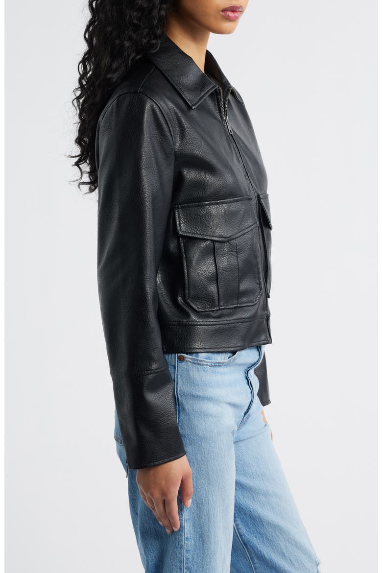 Faux Leather Moto Jacket, Alternate, color, BLACK