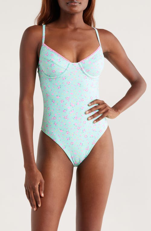 Kulani Kinis Double Ruffle Underwire One-piece Swimsuit In Blue