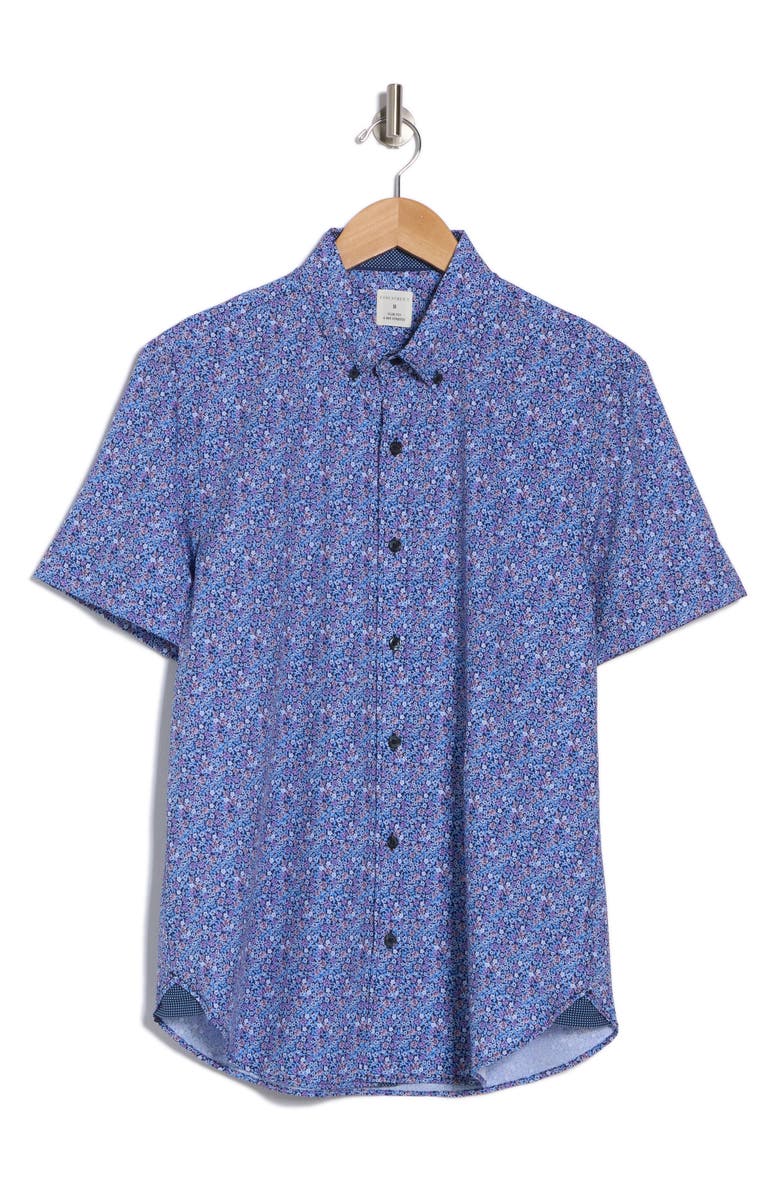 CONSTRUCT Slim Fit Floral Short Sleeve Stretch Button-Down Shirt, Alternate, color,