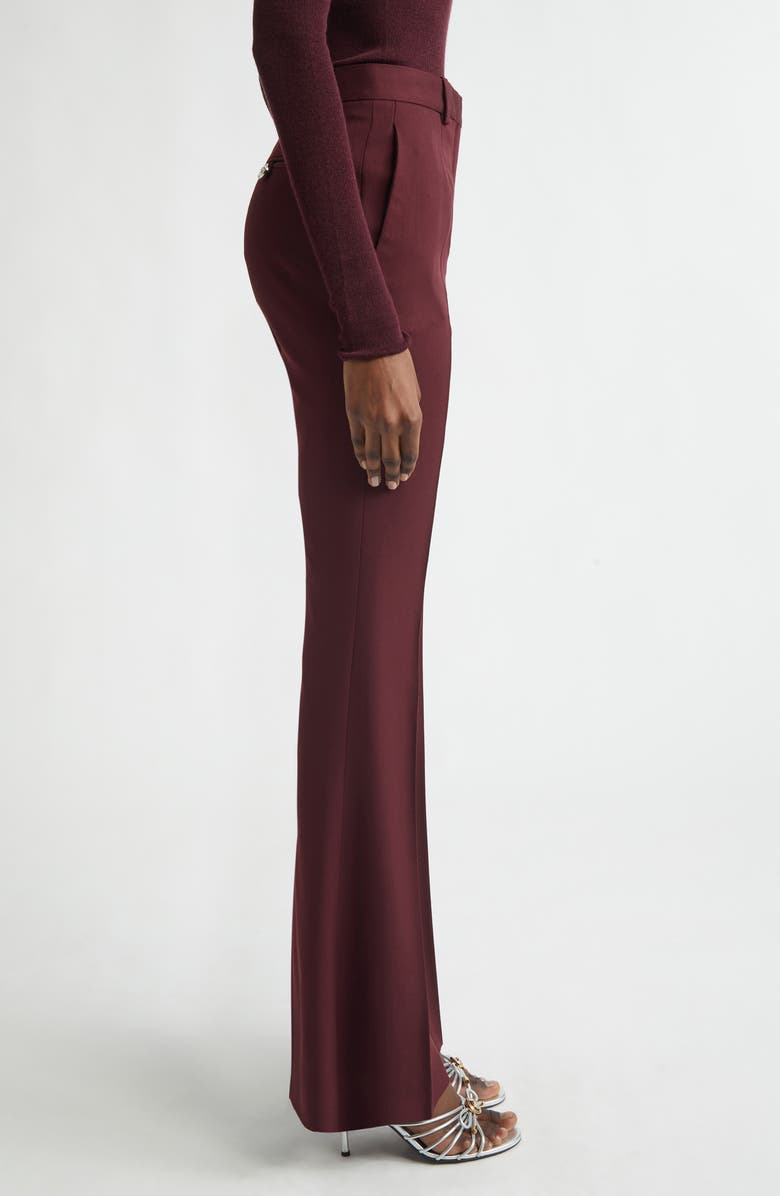 Versace Stretch Virgin Wool Gabardine Flare Leg Pants, Alternate, color, Burgundy