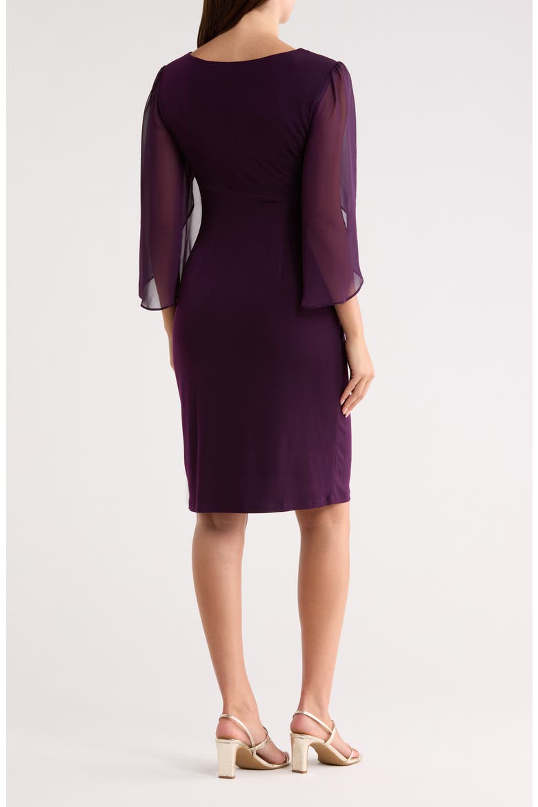 Sheer Sleeve Dress, Alternate, color, AUBERGINE