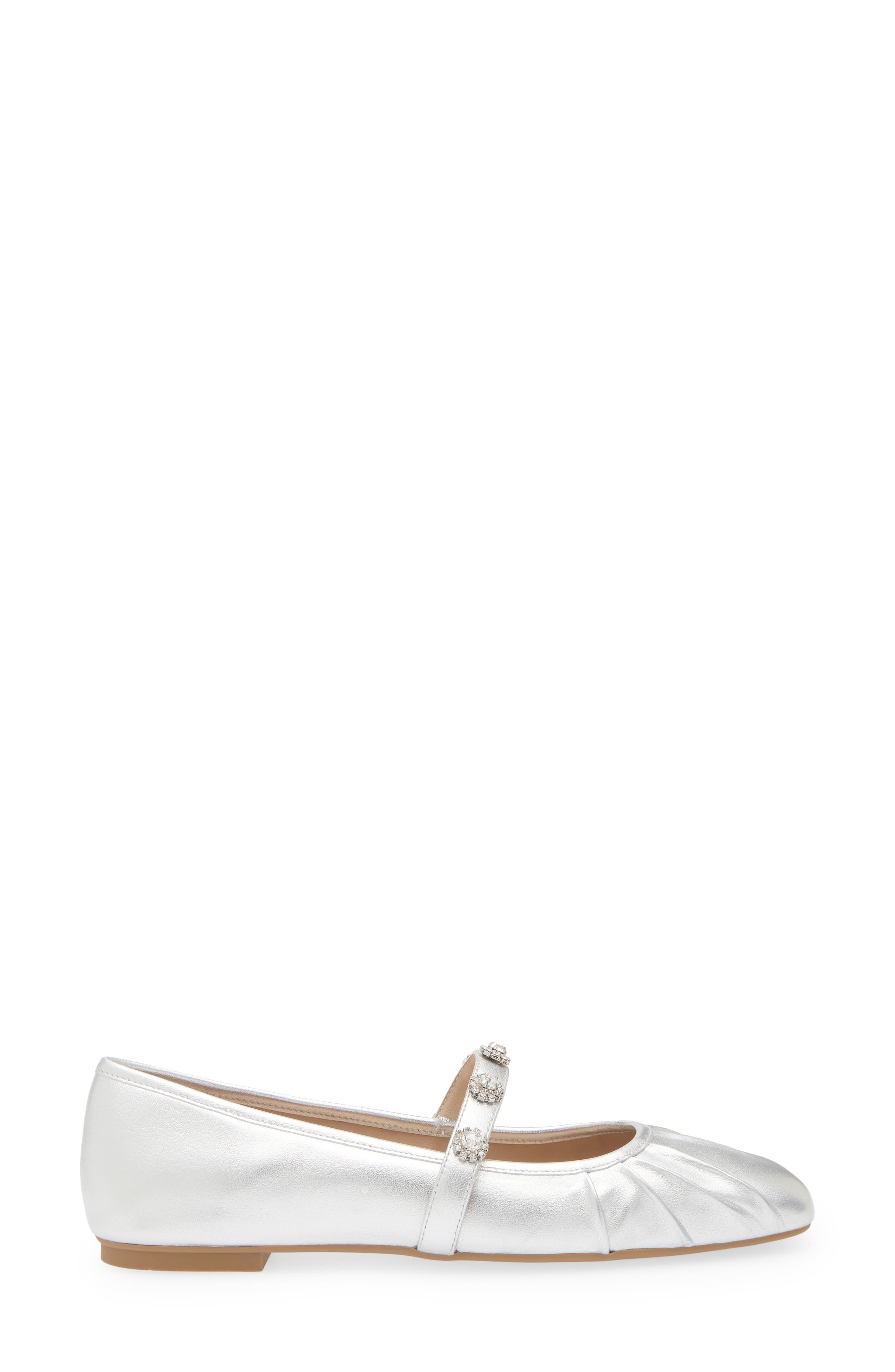 Stuart Weitzman Justina Mary Jane Ballet Flat, Alternate, color, Silver