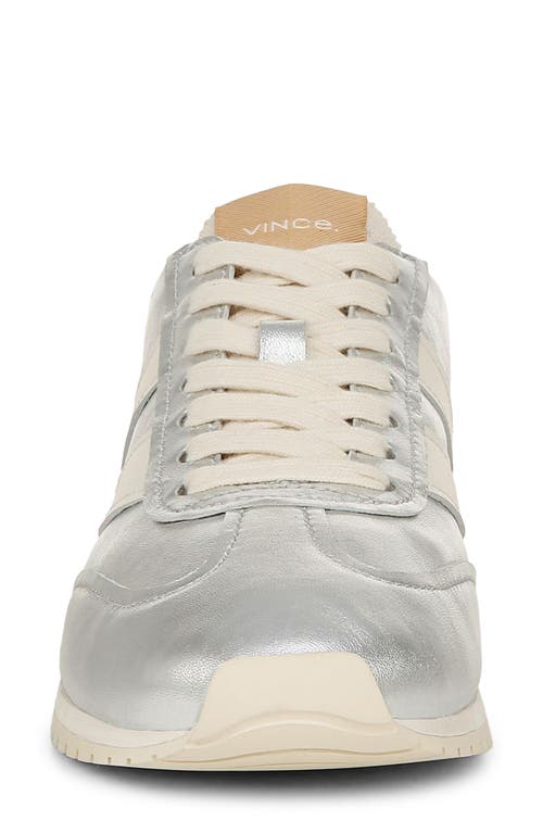 Vince Oasis Metallic Leather Retro Sneakers In Silver