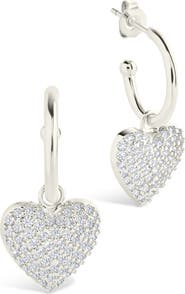 Sterling Forever Disco Heart Hoop Earrings