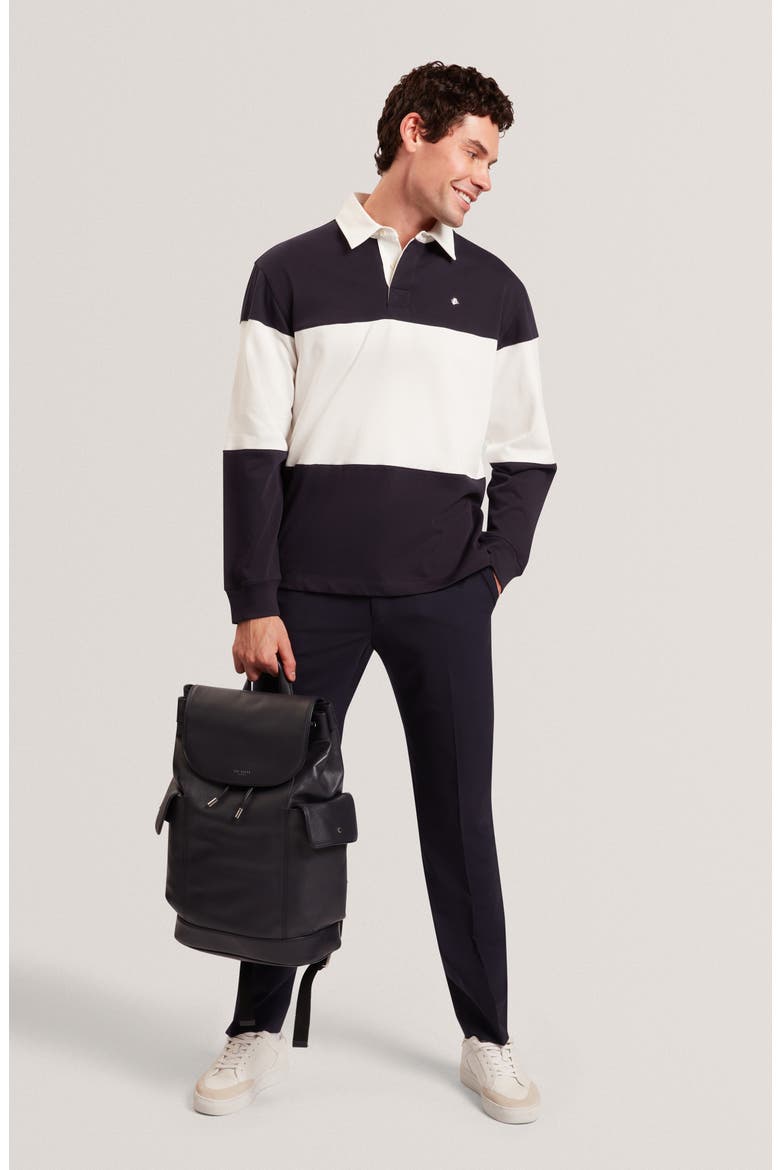 Traviss Long Sleeve Cotton Rugby Shirt, Alternate, color, NAVY