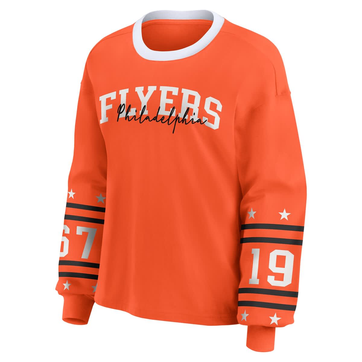 Women's WEAR by Erin Andrews Orange Philadelphia Flyers Long-Sleeve Sport T-Shirt - image 2