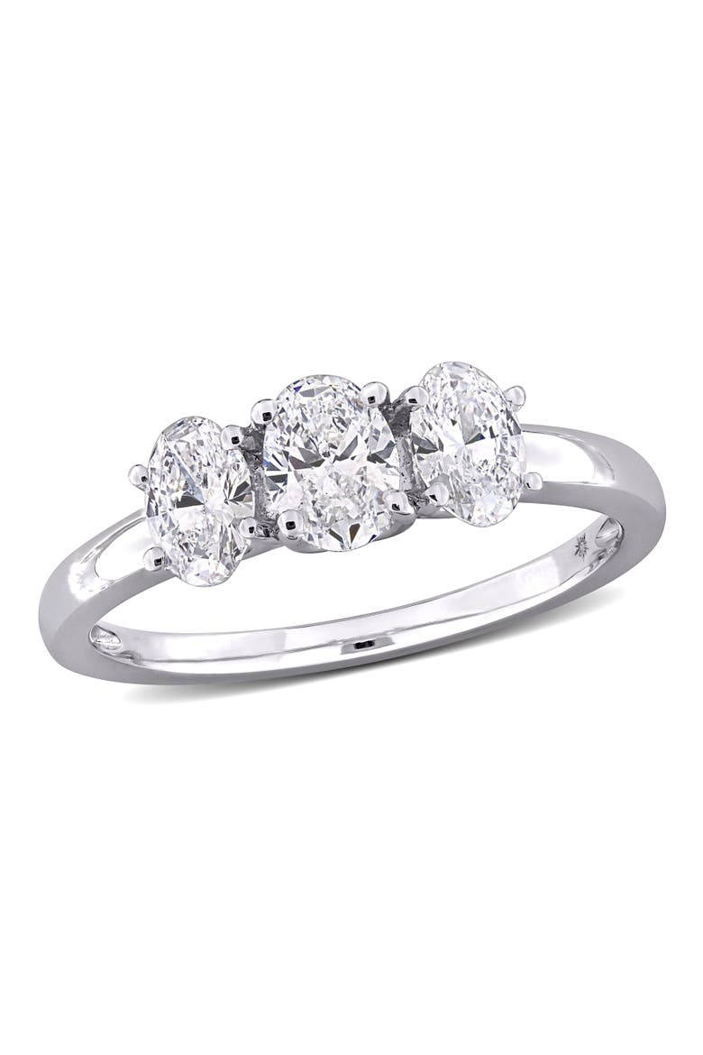 Lab Grown Diamond Oval 3-Stone Ring 14k, Main, color, White Gold