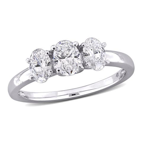 Lab Grown Diamond Oval 3-Stone Ring 14k