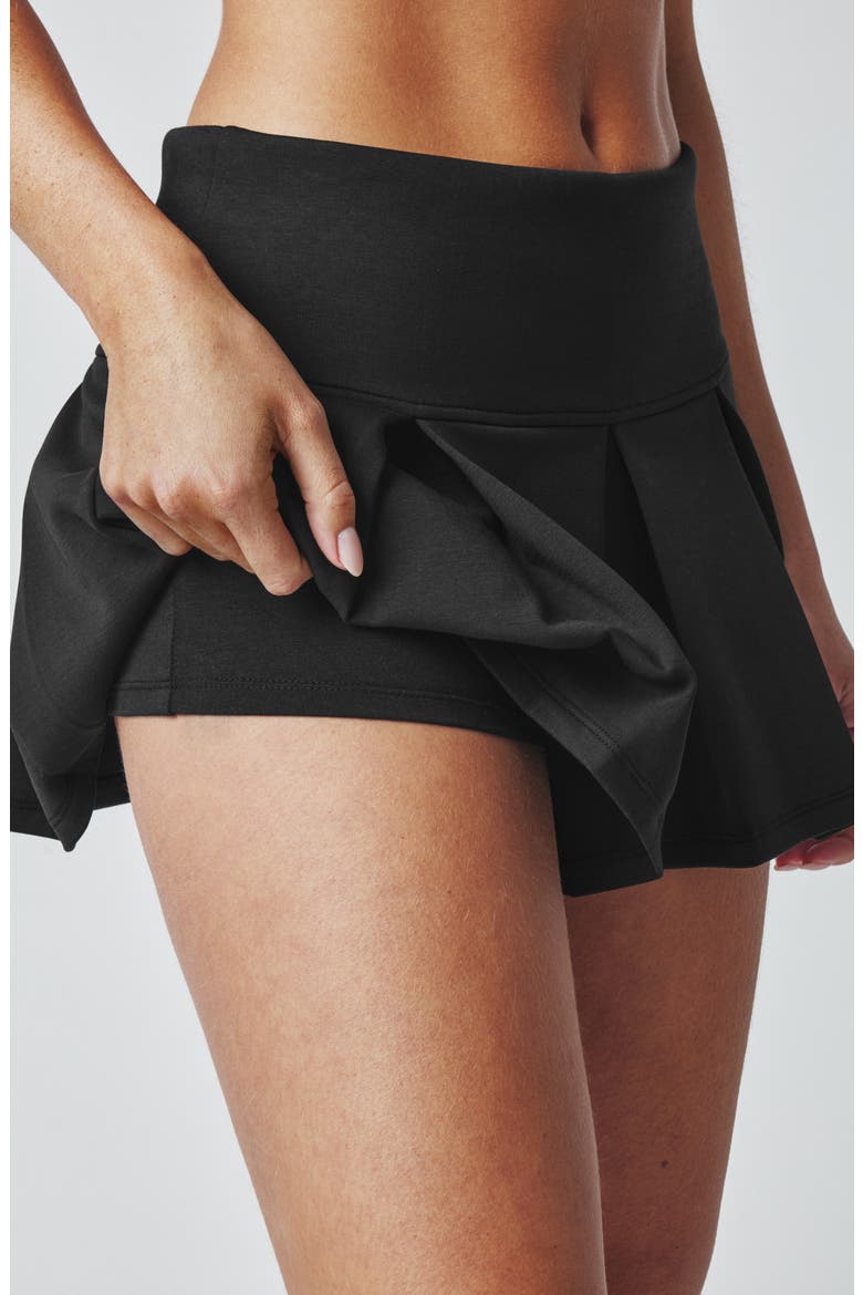Pleated Mini Skort, Alternate, color, BLACK