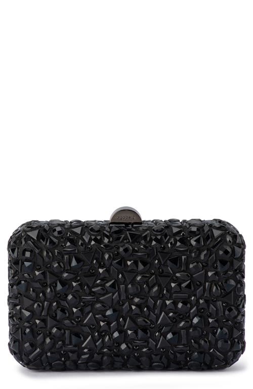 Olga Berg Aviva Crystal Frame Clutch in Black 