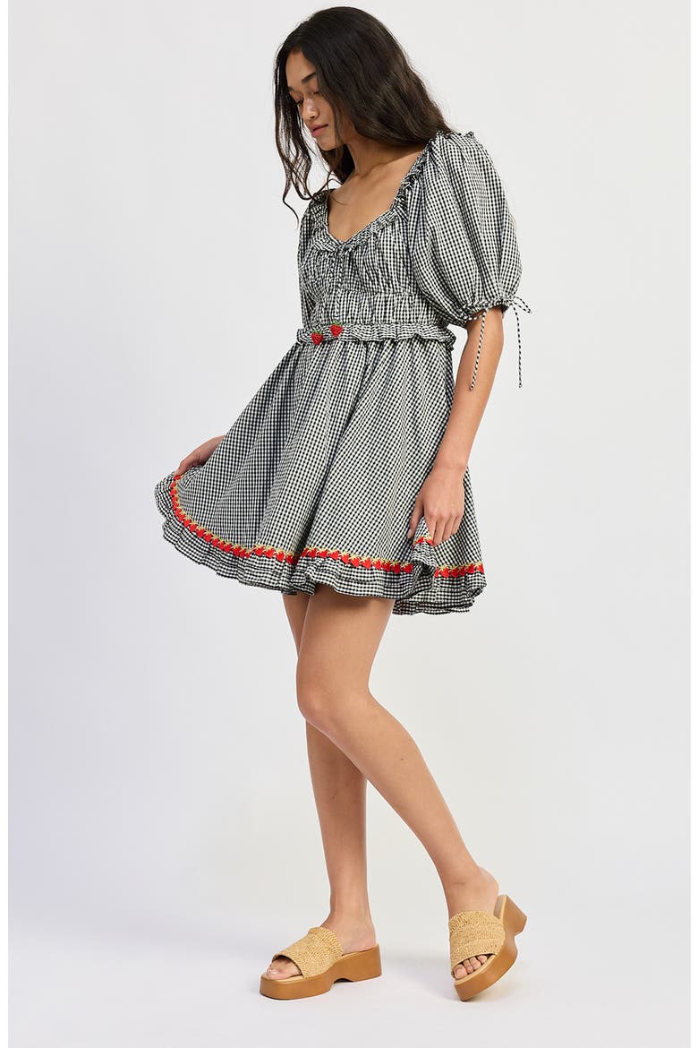 Emmie Babydoll Minidress, Alternate, color, BLACK WHITE