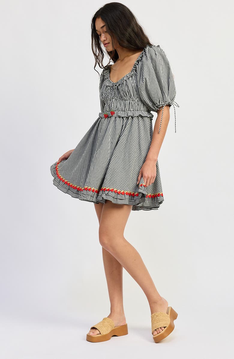 JACQUIE THE LABEL Emmie Babydoll Minidress, Alternate, color, Black White