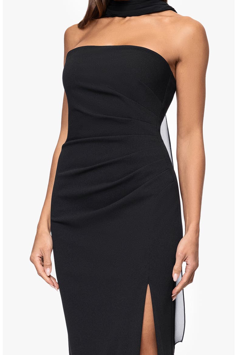 Drape Scuba Cocktail Dress, Alternate, color, BLACK