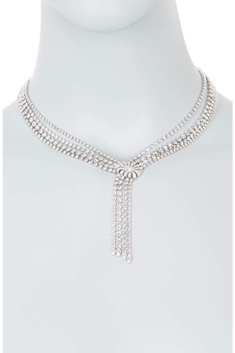 Gladys Cubic Zirconia 4-Line Statement Necklace, Alternate, color, RHODIUM