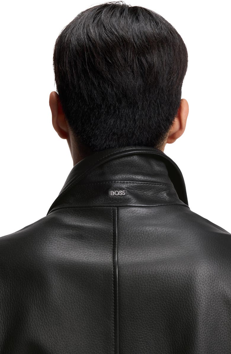 BOSS Mapson Lambskin Leather Jacket, Alternate, color, Black