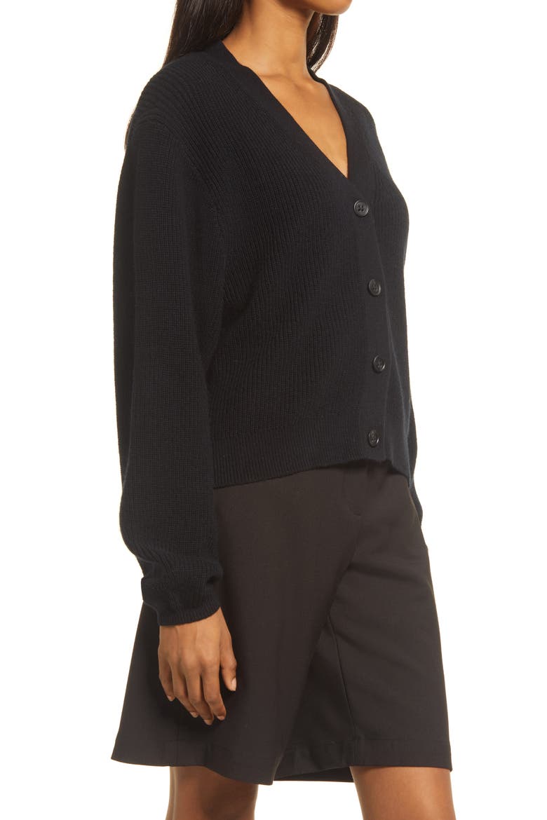 Boxy Lambswool Cardigan, Alternate, color, BLACK