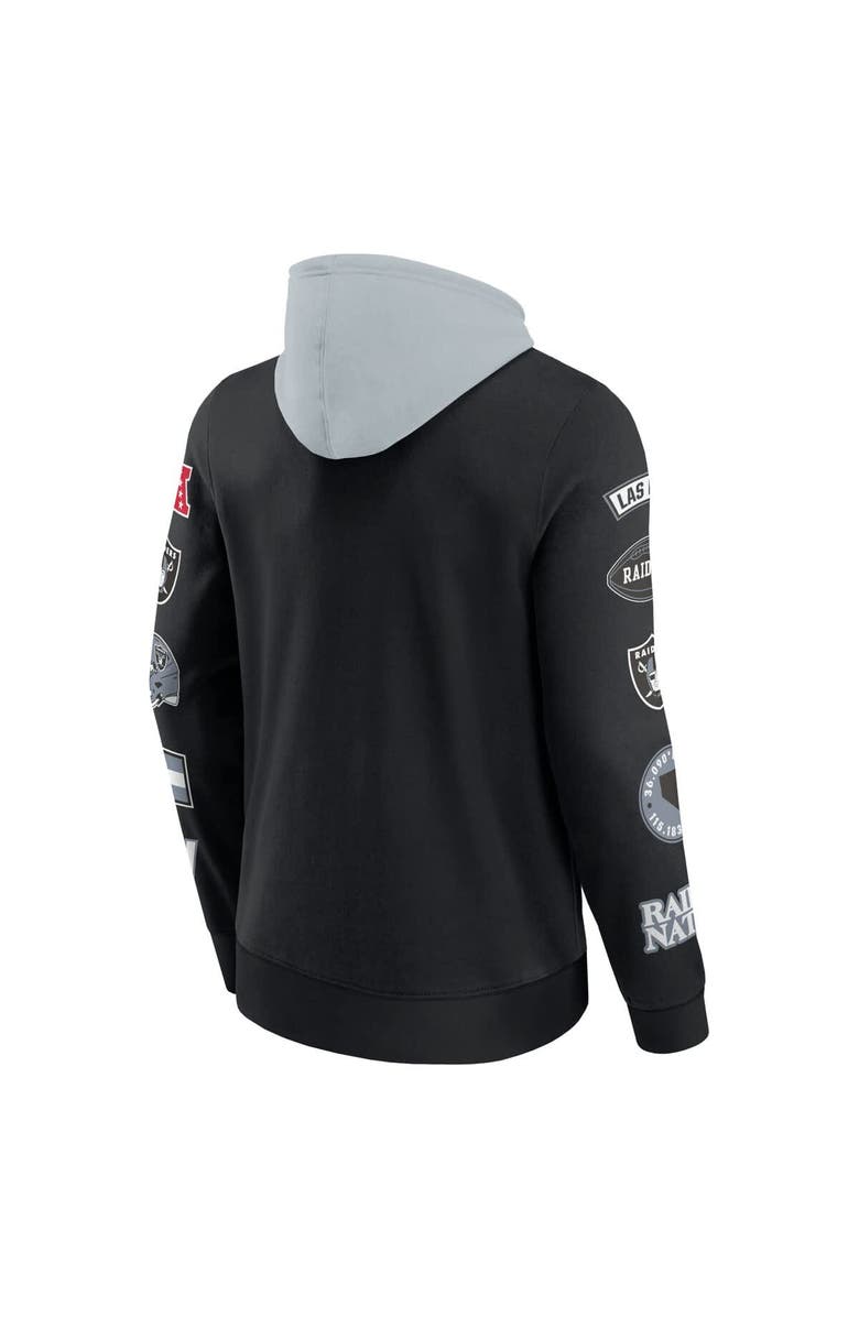 FANATICS Men's Fanatics Black/Gray Las Vegas Raiders Patched Out Pullover Hoodie, Alternate, color, Black