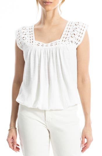 Max Studio Open Stitch Square Neck Top