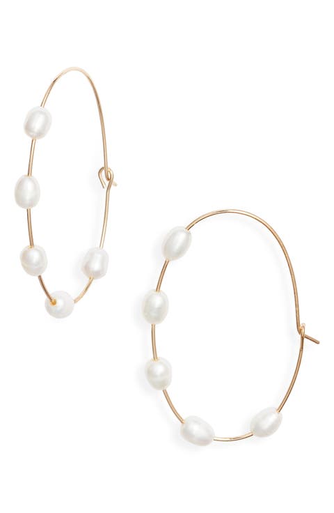 Scattered Freshwater Pearl Hoop Earrings