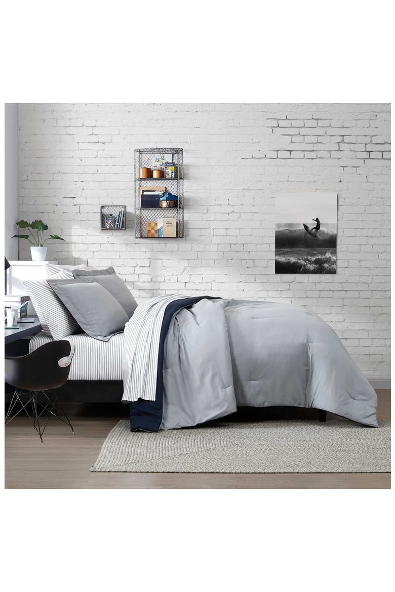 Hayes Microfiber Comforter Set, Alternate, color, MEDIUM / DARK GREY