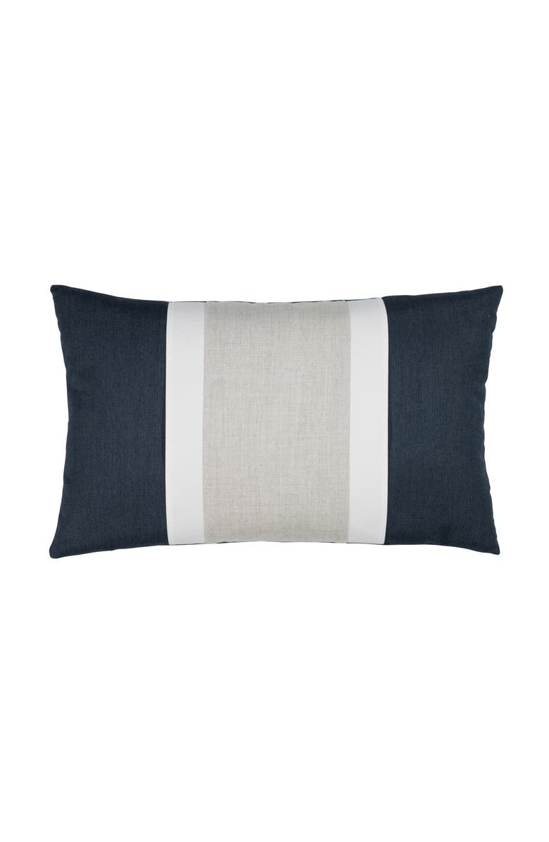 Elaine Smith Nevis panelled dimensional banded Indoor & Outdoor Woven Accent Pillow, Main, color, Indigo