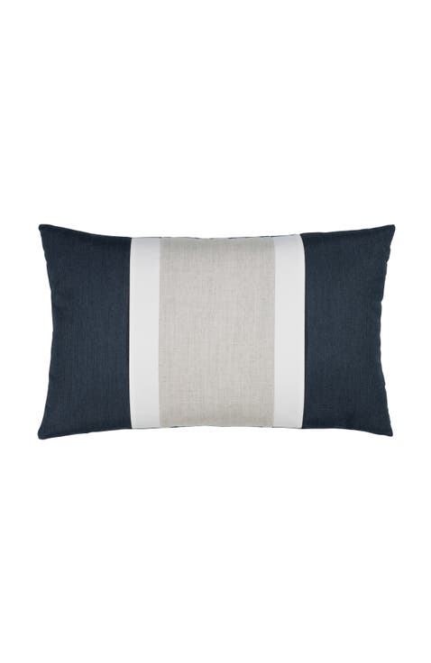 Nevis panelled dimensional banded Indoor & Outdoor Woven Accent Pillow