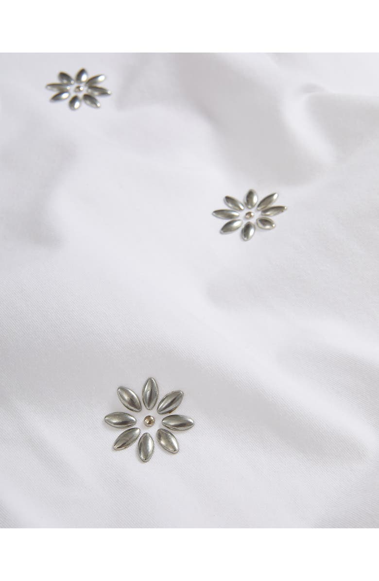 Veronica Beard Sebastian Floral Embellished Stretch Cotton T-Shirt, Alternate, color, White