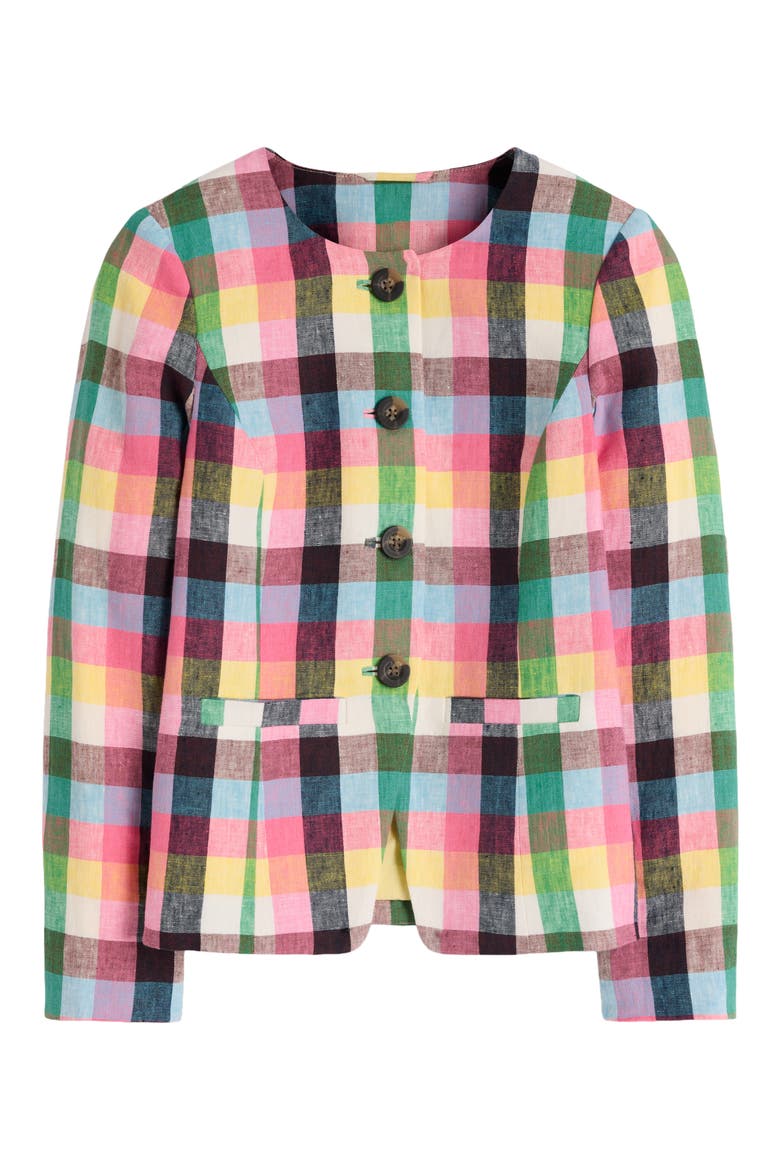 Hampstead Linen Blazer, Alternate, color, SOFT YELLOW PINK MULTIGINGHAM