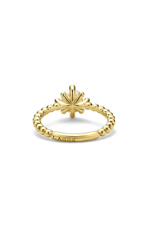 Lagos 18k Yellow Gold Luna Cultured Pearl & Diamond Fleur Ring In Gold