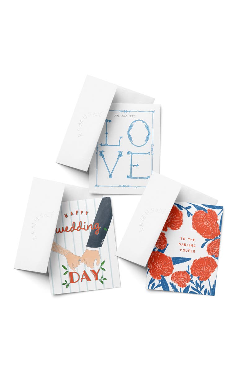 Ramus & Co Wedding Greeting Card Pack (3ct) "Love, Happy Wedding Day, To The Darling Couple", Main, color, Multi-Pack