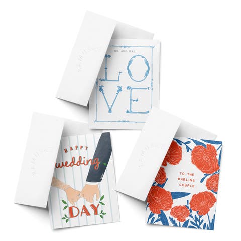 Wedding Greeting Card Pack (3ct) "Love, Happy Wedding Day, To The Darling Couple"
