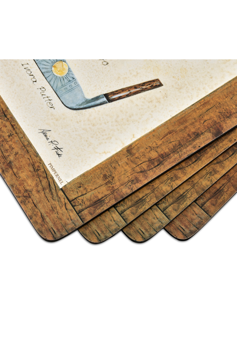 A History of Golf Set of 4 Cork Back Placemats, Alternate, color, Multi