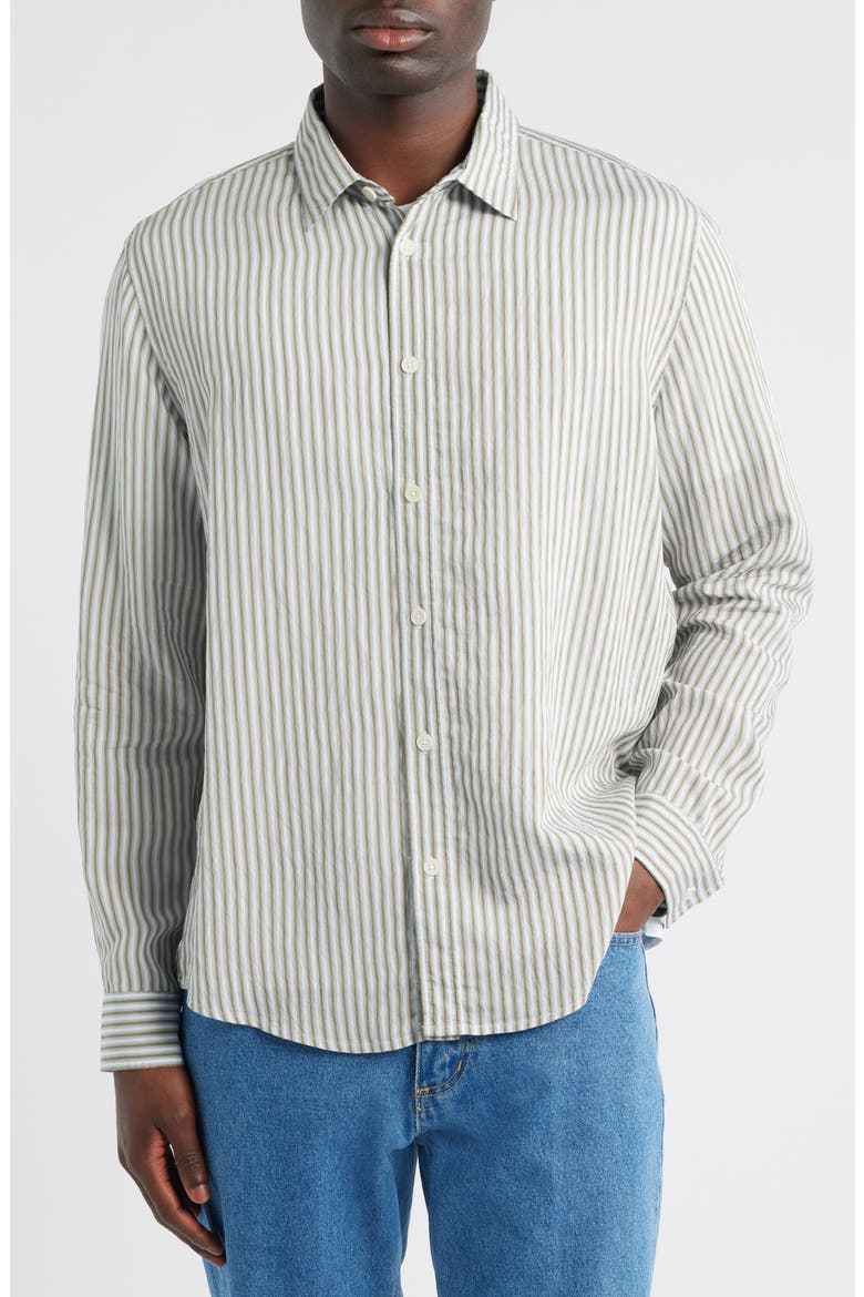 Shelly Stripe Button-Up Shirt, Alternate, color, SAGE