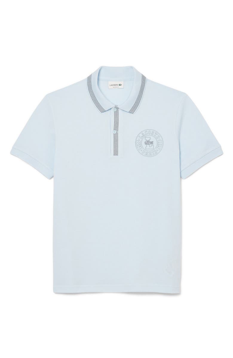Lacoste Croc Embroidered Cotton Piqué Polo, Alternate, color, Light Blue