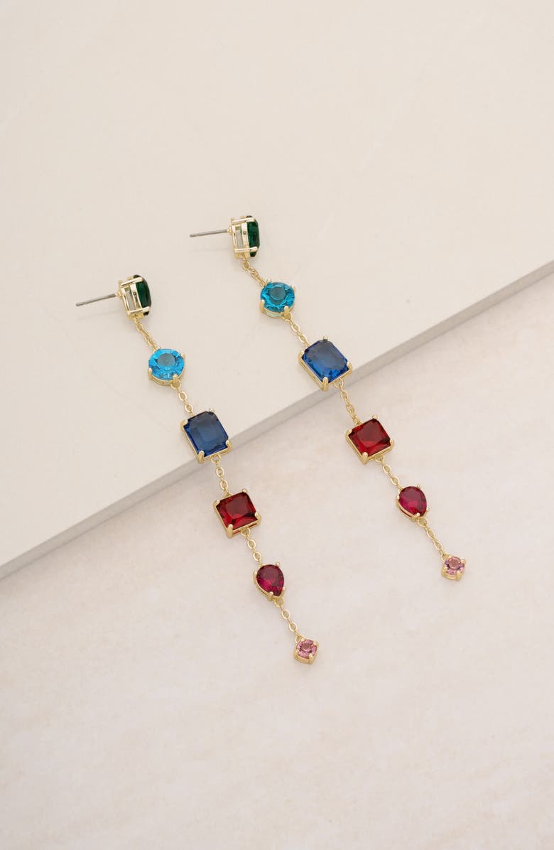 Ettika Rainbow Linear Drop Earrings, Alternate, color, 