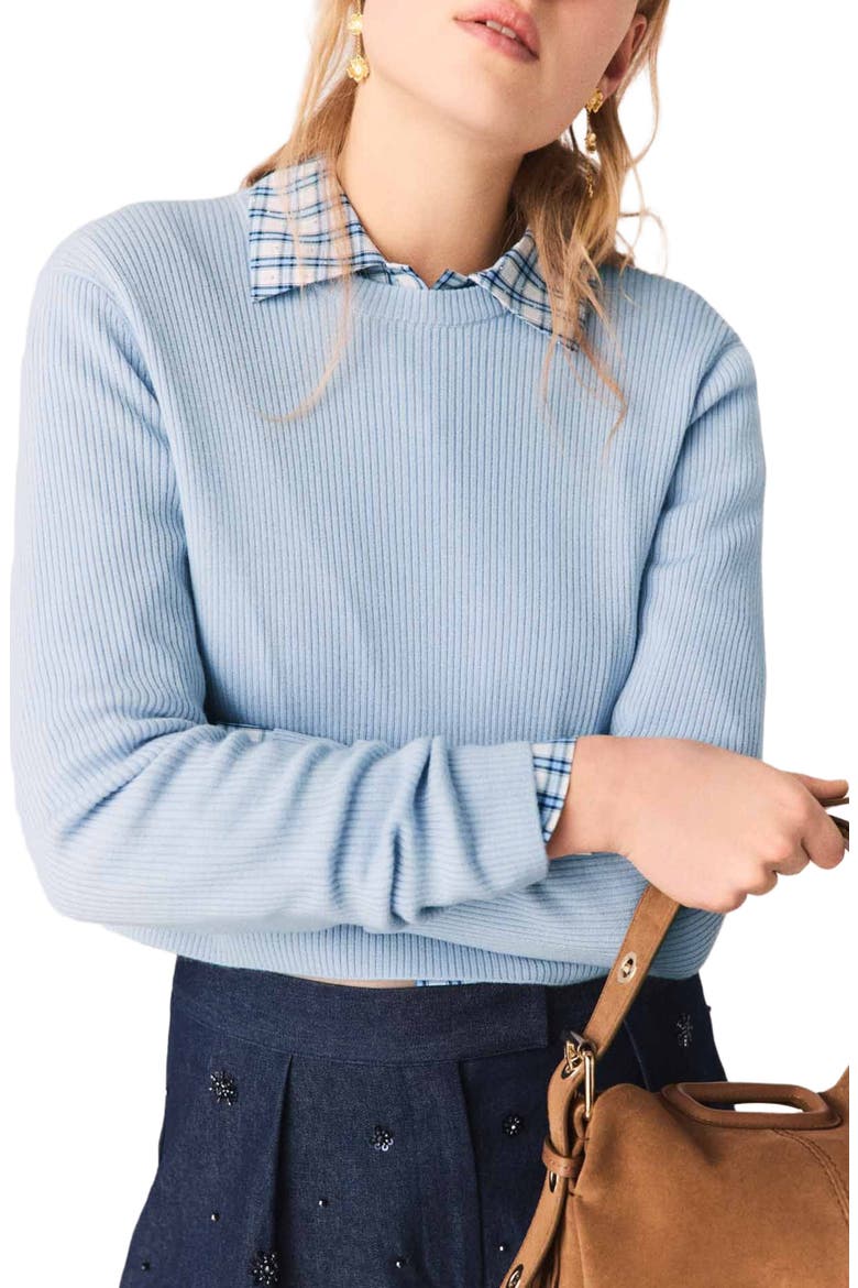 Sweater with jewelled buttons, Alternate, color, Blue sky