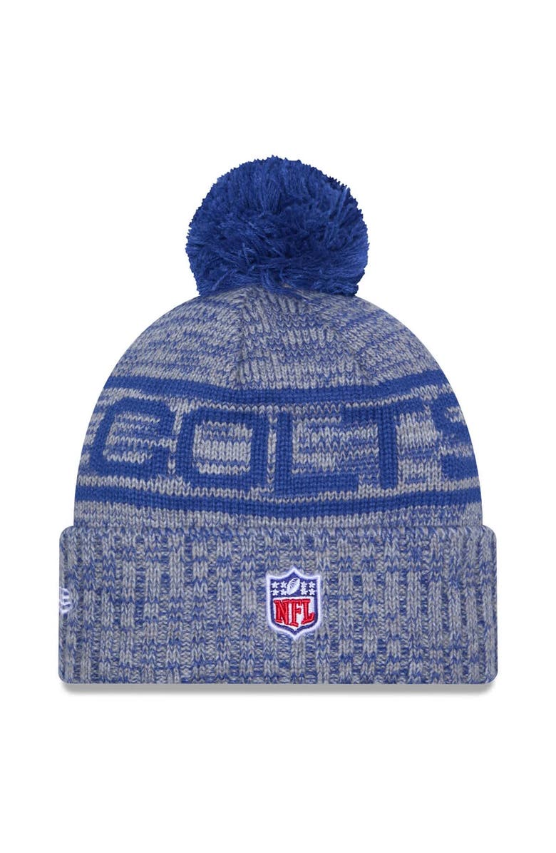 New Era Men's New Era Royal Indianapolis Colts 2025 Sideline Cold Weather Cuffed Knit Hat with Pom, Alternate, color, Royal
