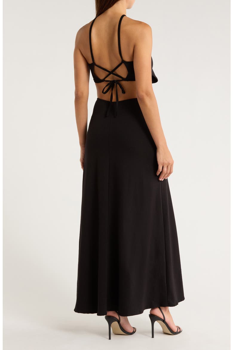 Halter Side Cutout Maxi Dress, Alternate, color, BLACK