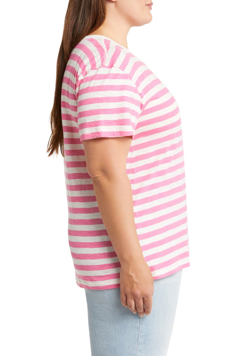 Caslon<sup>®</sup> Stripe Heart Embellished Organic Cotton T-Shirt, Alternate, color,